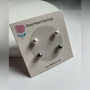 Two Sets Of Shell Pearl Earrings NWT